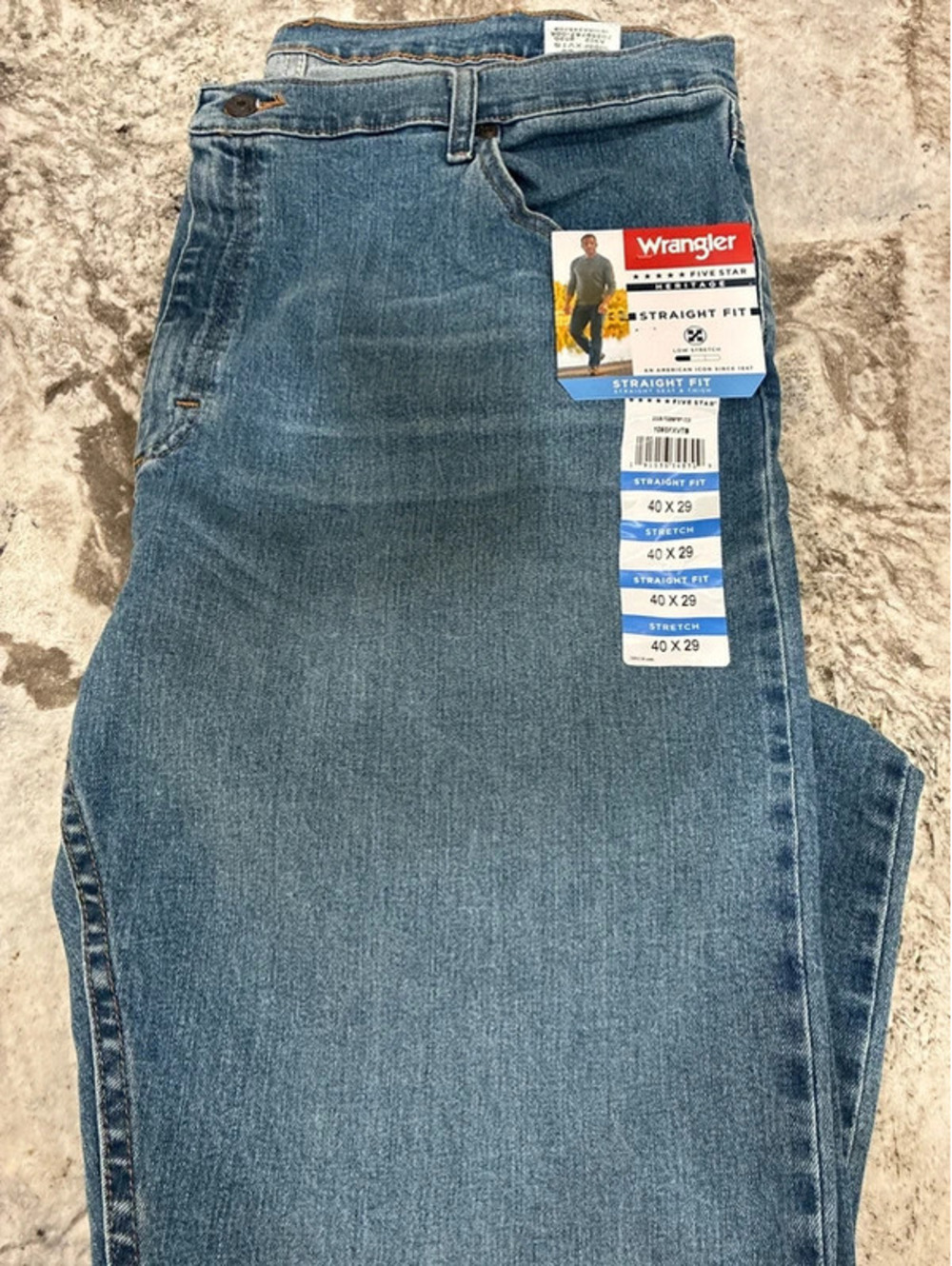 Wrangler Five Star Heritage Men's Straight Fit Stretch Jeans 40x29